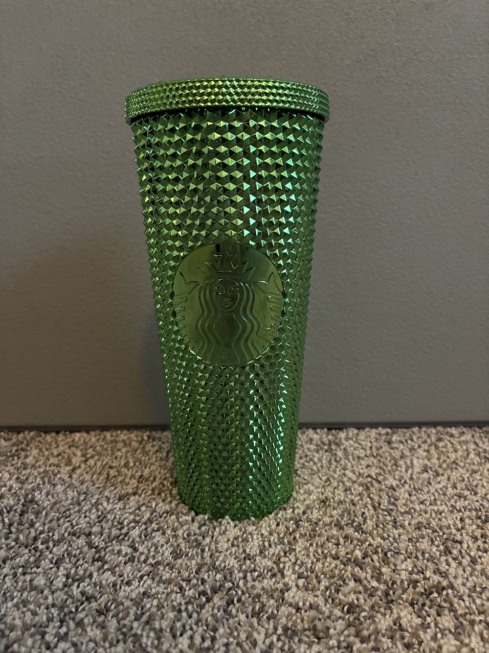 Starbucks Green Chrome Studded Tumbler 24oz Venti Lid New Cold Cup Metallic 2023